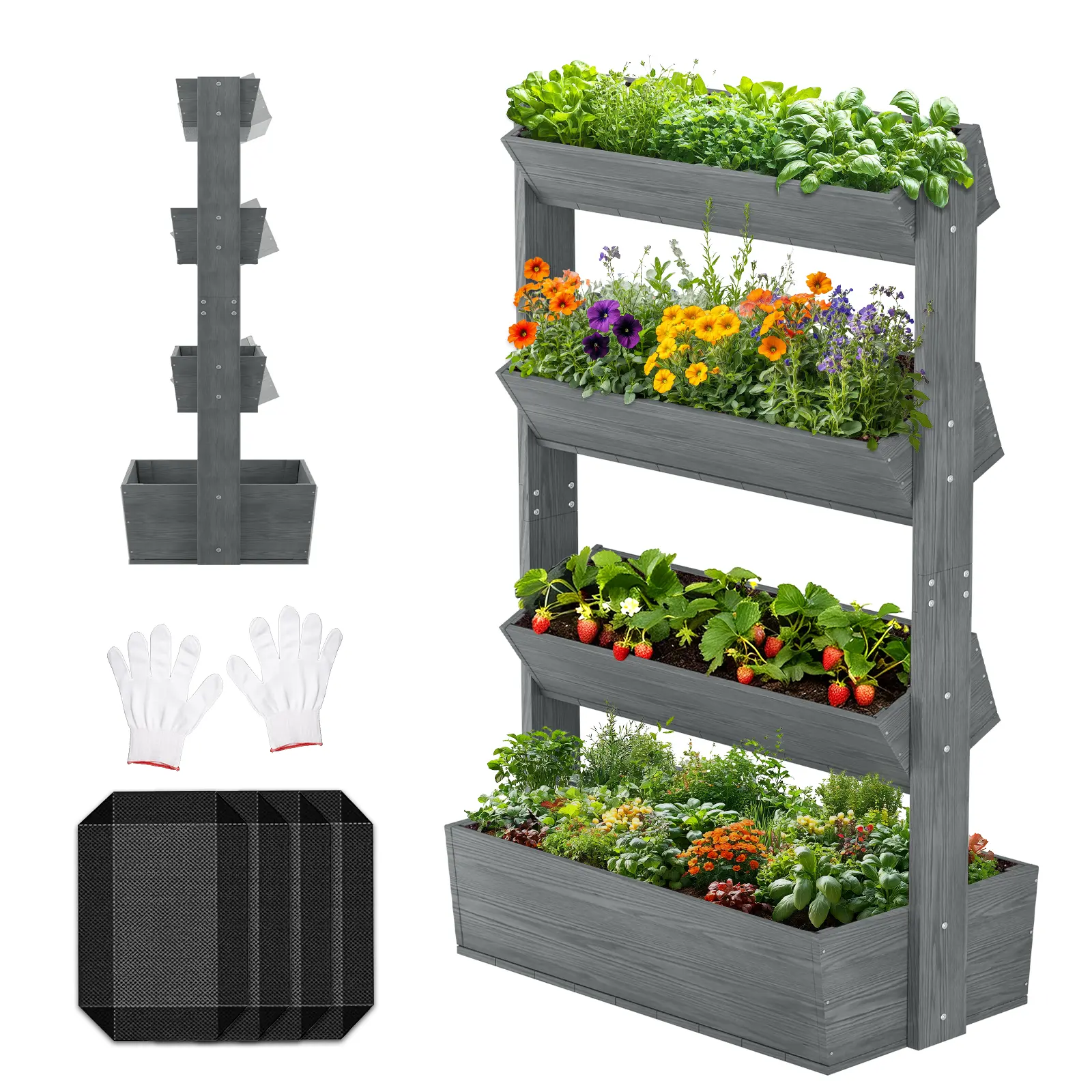 4 Tier (18 x 30 x 55in)-Gray Upgraded