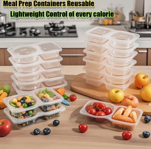 20 pcs Reusable Double Compartment Snack & Condiment Containers with Leak-Proof Lids BPA-Free Plastic Food Storage for Lunch Picnics Office Stackable Hand Wash Only Picnic Essentials Flip Top Design
