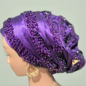 Luxury Hand Beaded Turban Boho Style Scarf for Female Stylish and Elegant Accessory Hand Wash Only Versatile Bohemian Fashion Statement Piece Head Wrap Shawl