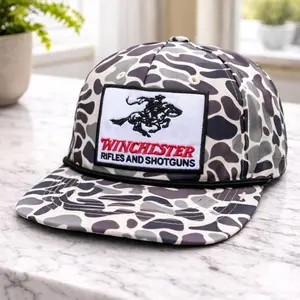 Wiiinchester Cowboy Embroidered Patch Camo Hat, Rope Brim Camouflage Pattern Snapback, Ideal Snapback For Him