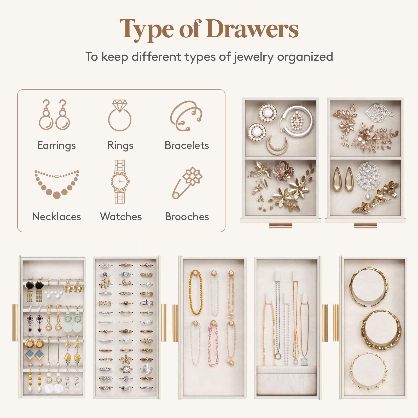 Lifewit 360° Rotating Jewelry Box with Mirror Jewelry Organizer for Ring Necklace Earring Bracelet, Great Gift