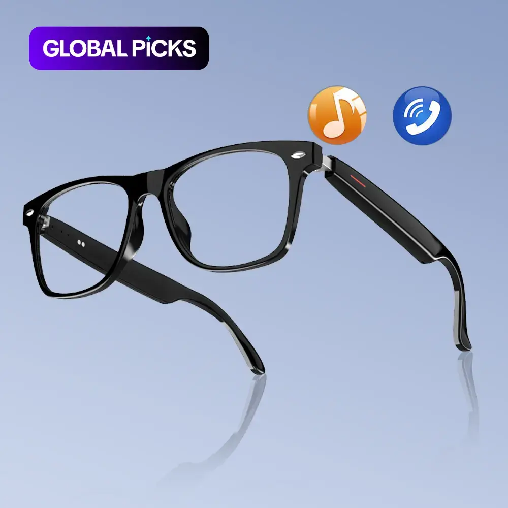 Smart Glasses with Mic, Wearable Tech Glasses, Wireless Audio Glasses with Transparent Lenses for Listening to Music & Calling, for Home & Daily Use