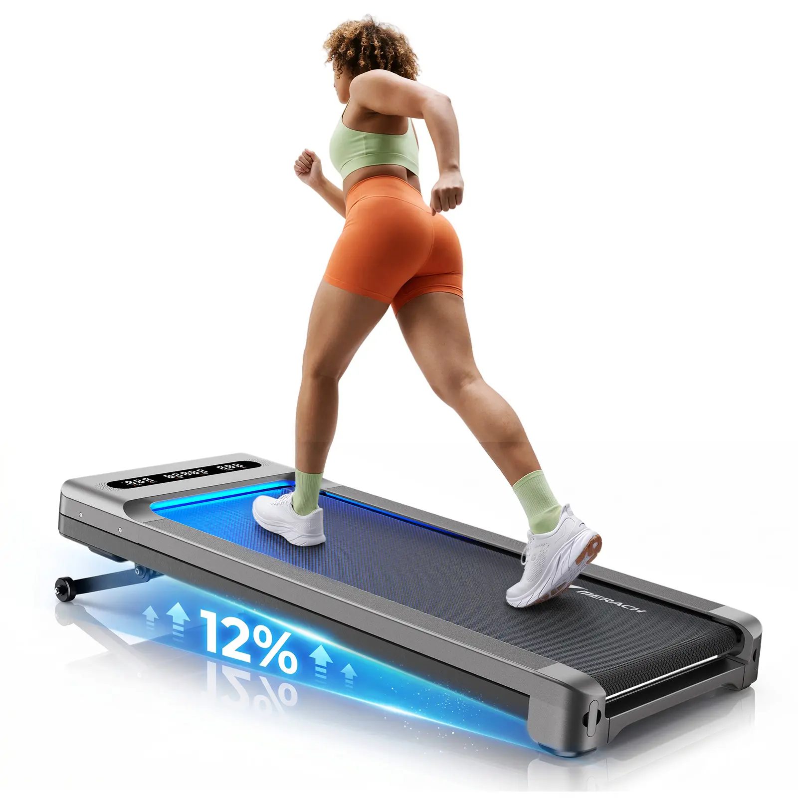 MERACH UltraWalk W60 Under Desk Compact Treadmill, 3.5HP Strong Walking Pad with 12% Incline, 400LBS Capacity, Bluetooth Speaker & Remote Control for Home Fitness Use BackToSchool
