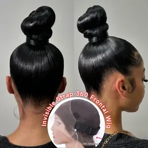 MYLOCKME 360 Straight Lace Frontal Wig with Hidden Strap Invisible 180 Density  Pre Plucked Straight Lace Frontal Wig For Women