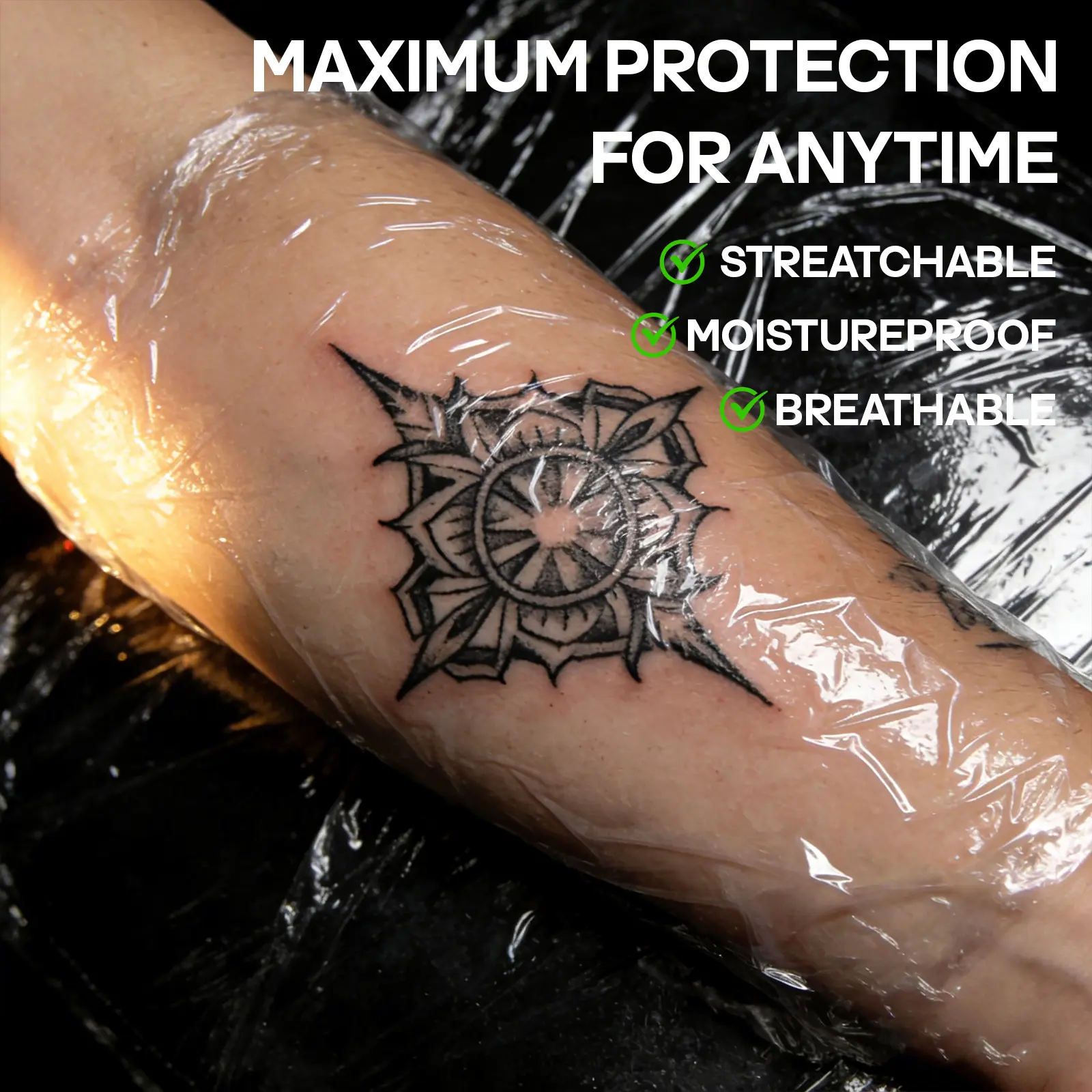 Tattoo Healing Film Roll, Medical-Grade PU Breathable Waterproof Aftercare Patch for Fresh Tattoos, Reduces Scabs & Enhances Ink Vibrancy, Multi-Size