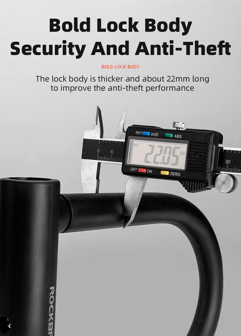 ROCKBROS Heavy Duty Anti Theft Bike Lock U-lock 4 ft  for Bikes eBikes Motorcycles Scooters