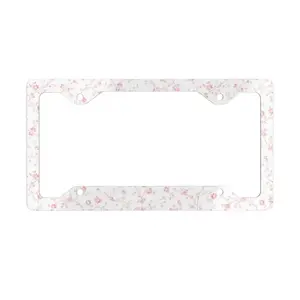 Coquette Pink Floral Metal License Plate Frame