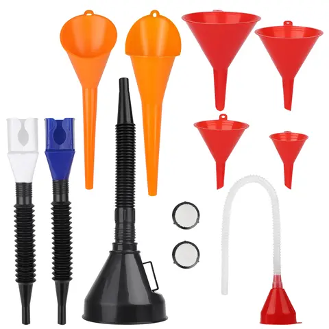 10Pcs Automotive Oil Funnels Set-Long Neck Oil Funnels,Flexible Right Angle Funnels,Retractable Fuel Filler Tools,gas transfer pump,Repair tool