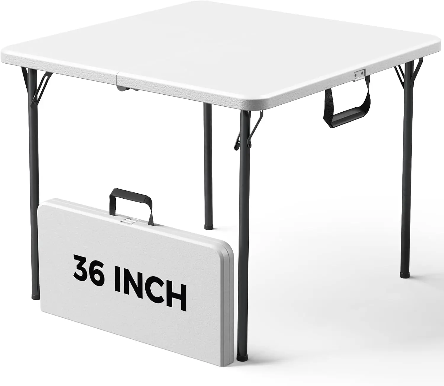 36-Inch Folding Table, Heavy Duty HDPE Portable Card Table, 300lb Capacity, No Assembly, Waterproof for Camping, Picnic, Party, White