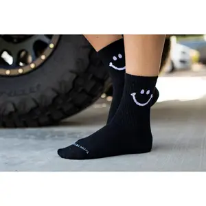 WOMEN'S SMILEY CREW SOCK - BLACK