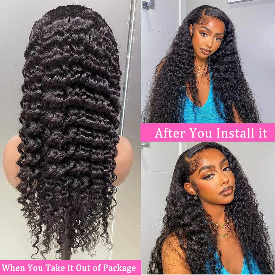 Bling Hair 38inch Deep Wave 13x6 13x4 Transparent Lace Front Hd Lace Frontal Wig Pre Plucked Lace Frontal Brazilian Human Hair Wigs 180% Density for Women TikTokShopBlackFriday