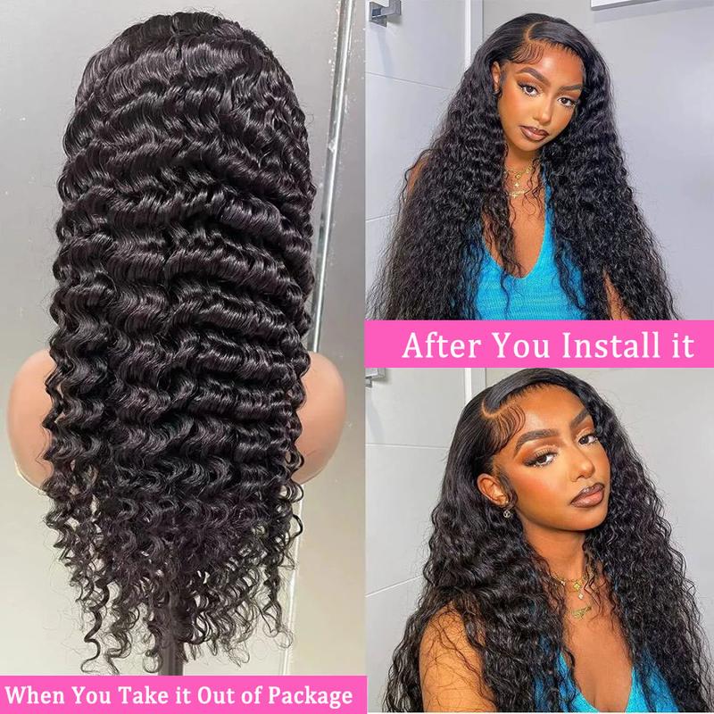 Bling Hair 38inch Deep Wave 13x6 13x4 Transparent Lace Front Hd Lace Frontal Wig Pre Plucked Lace Frontal Brazilian Human Hair Wigs 180% Density for Women TikTokShopBlackFriday
