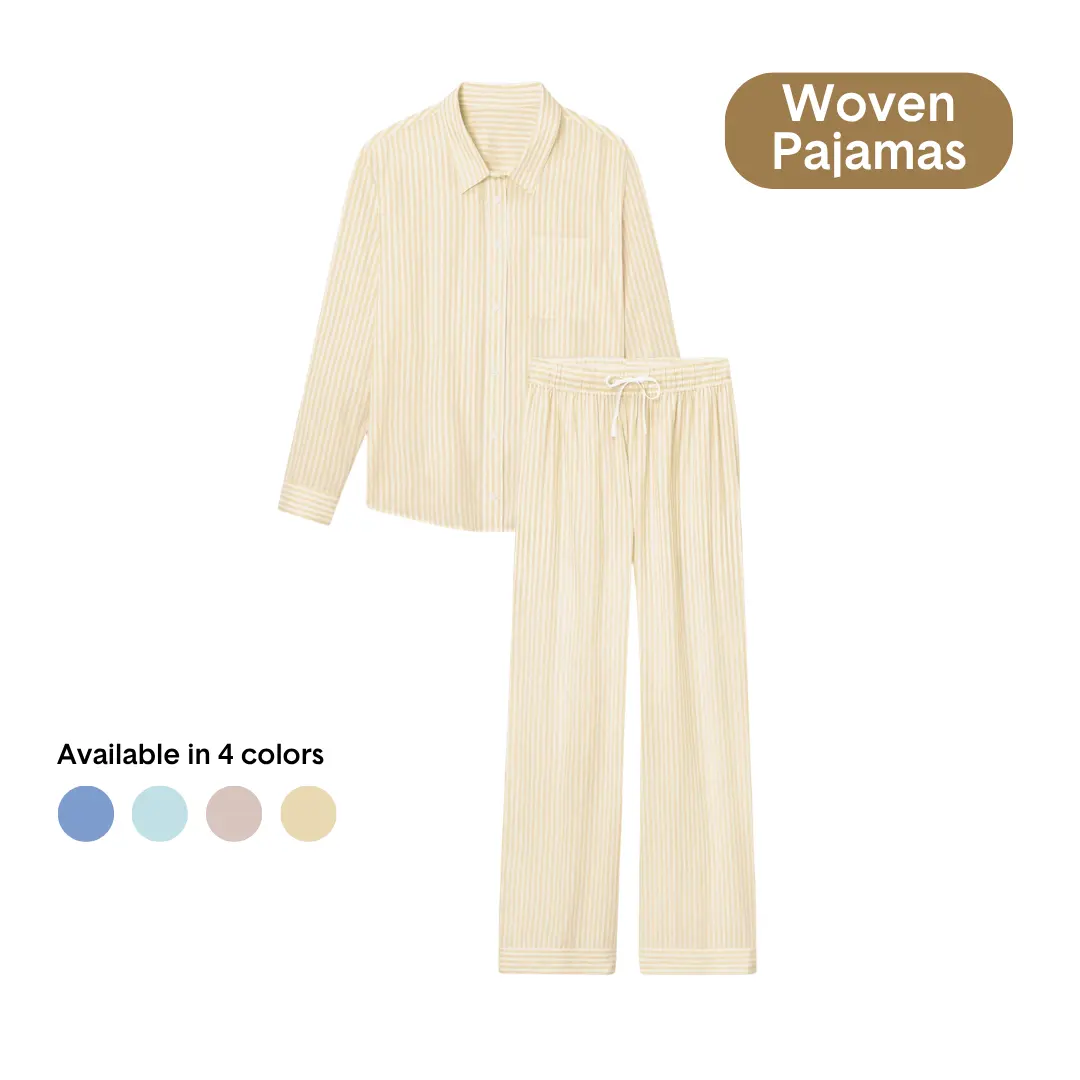 Tommy John Women’s Woven Button Down Shirt & Pant Set | Ultra-Soft Cotton Modal Pajama Set, Breathable Sleepwear Fabric Fit