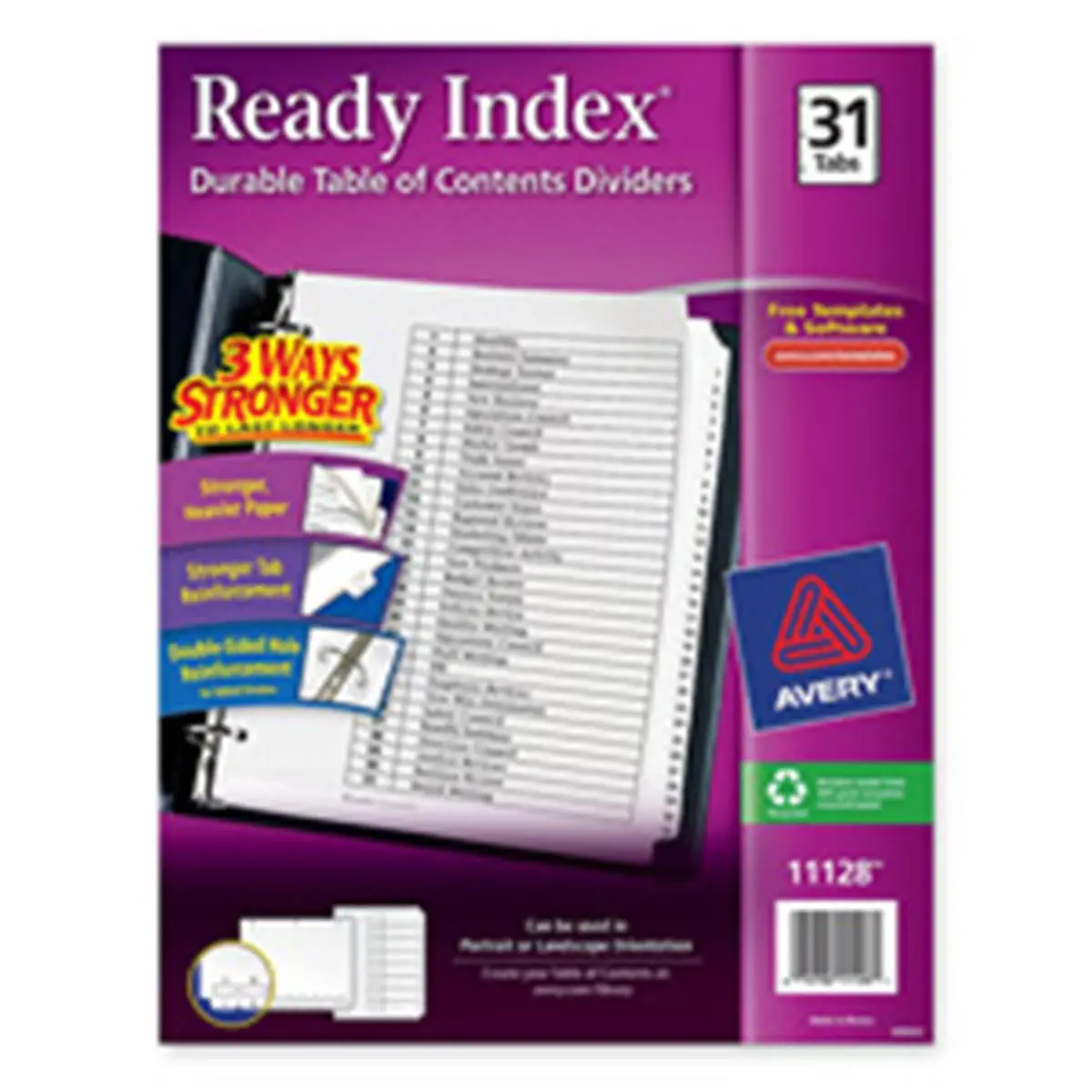 Avery AVE11140 Classic Index Dividers, 1-12 Tabs, 0.5in x 11in, Black-White, 2-in-1 Tab Design, 30% Post-Consumer Material, Copier-Compatible, Double-Sided Hole Reinforcement, Free Templates, for Creating Great-Looking Documents