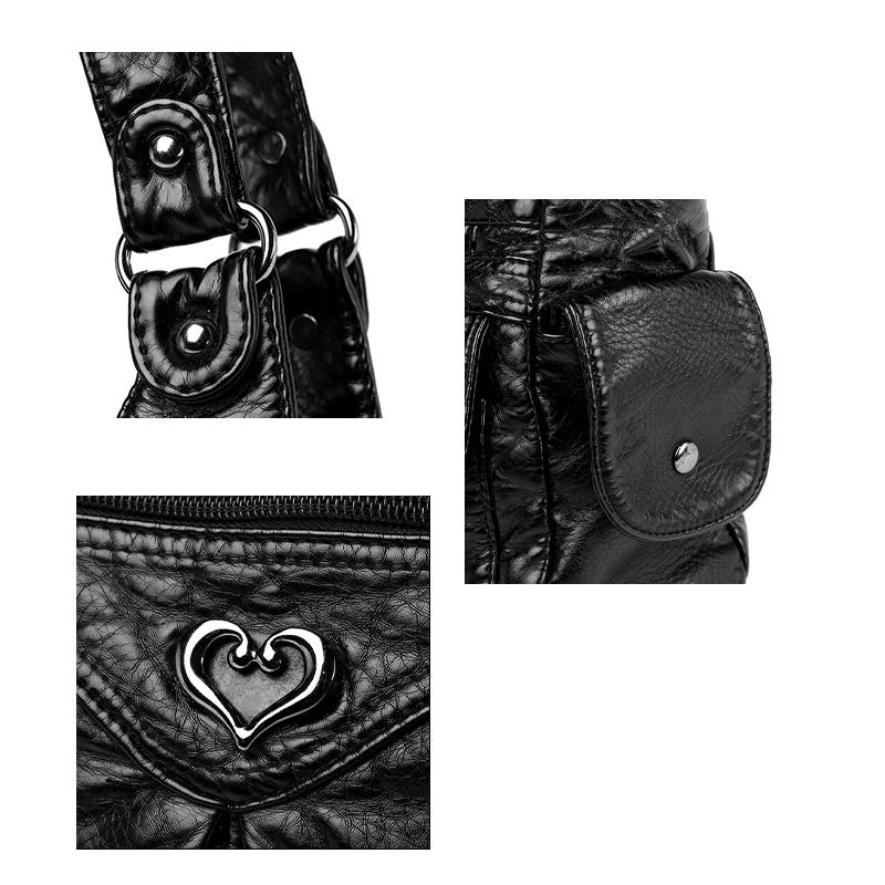 Women's Punk Rivet Studded Purse, PU Leather Funky Satchel Shoulder Handbag with Multi Pockets for Daily Use