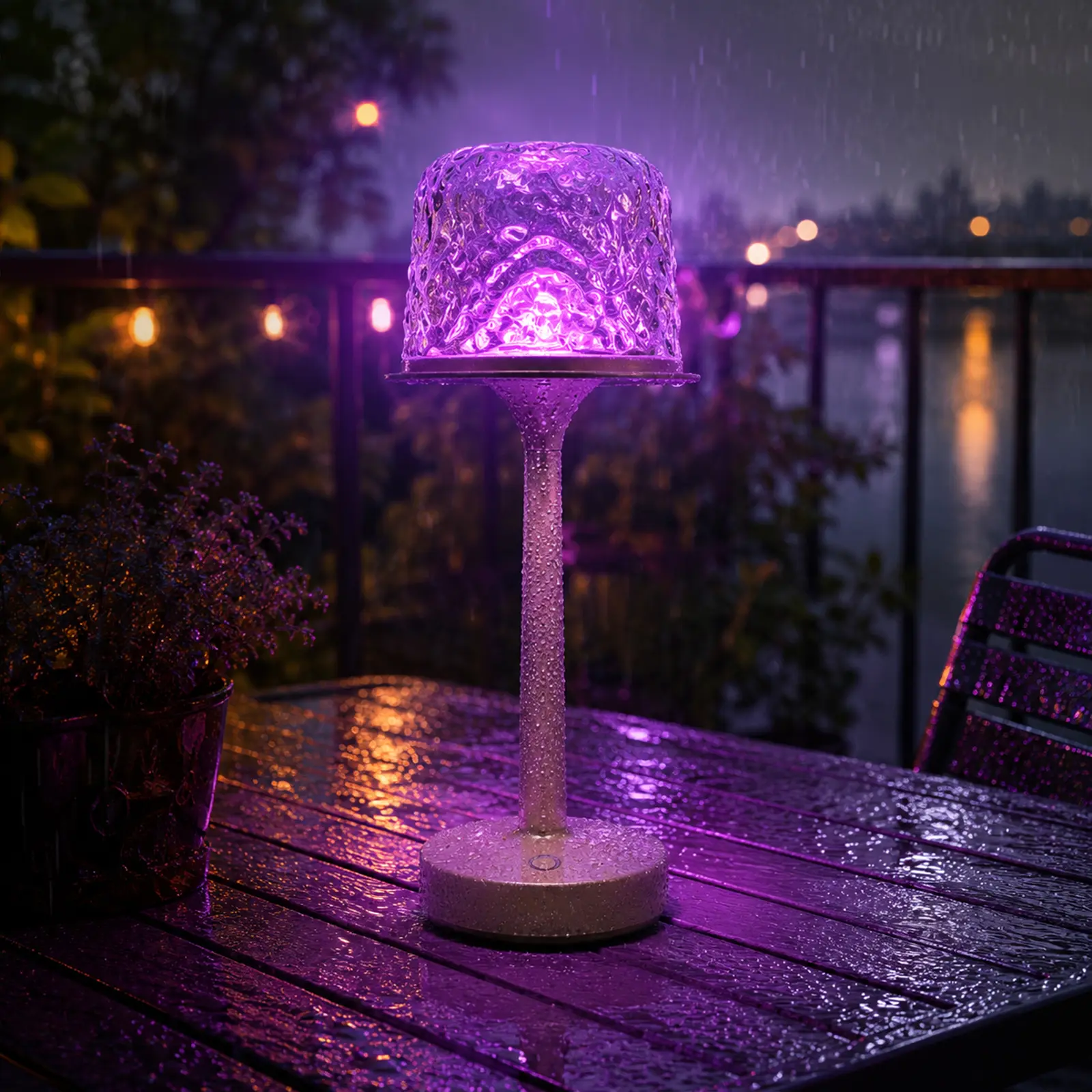 Rechargeable Ocean Wave Projector Table Lamp - 16-Color Aurora Effect Water Ripple Night Light with Touch Control, Cordless Indoor Use Ocean Themed Stuff for Bathroom, Relaxing Home Decor & Gifts
