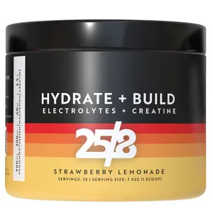 25/8 Electrolytes + Creatine Powder | 2-in-1 Hydration & Performance Drink Mix | Strawberry Lemonade - Sugar Free