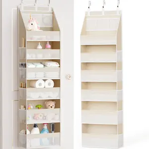 Heavy Duty Over the Door Organizer 6 Large Front 10 Side Pockets for Bedroom Bathroom Baby Nursery Storage