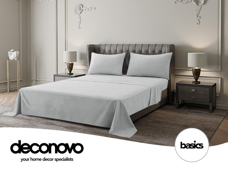 Deconovo Bedding Sets, Modern Bedding Sets, 1 Fitted Sheet, 1 Flat sheet & 2  Pillowcase cases, Soft Comfy Bedding Set, Bedroom Accessories