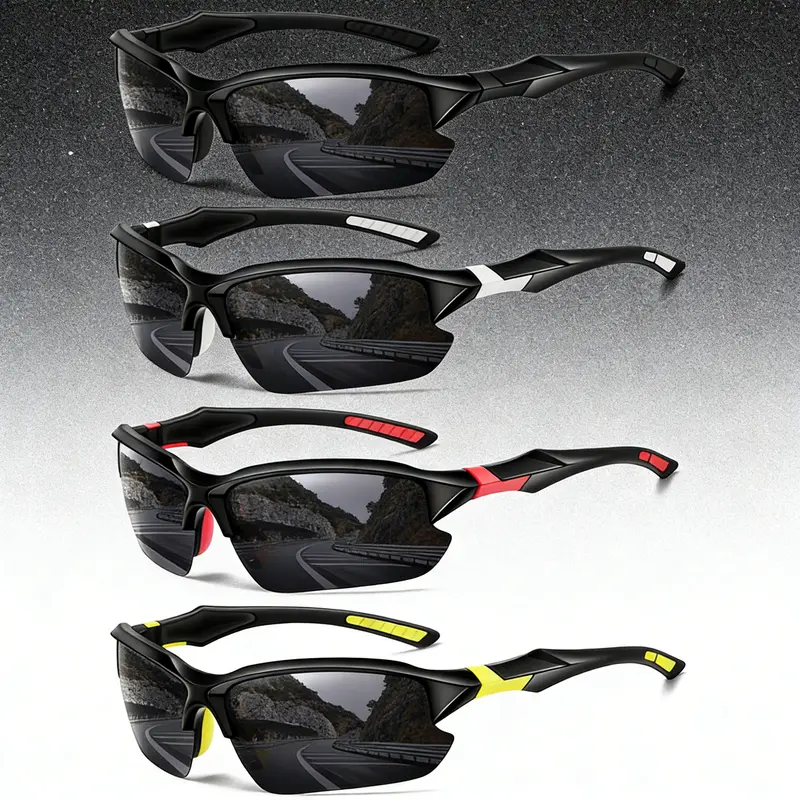 4 Pack Polarized Sunglasses-Men Sports Sun-glasses: Mens Sunglasses UV Protection for Fishing Driving Cycling