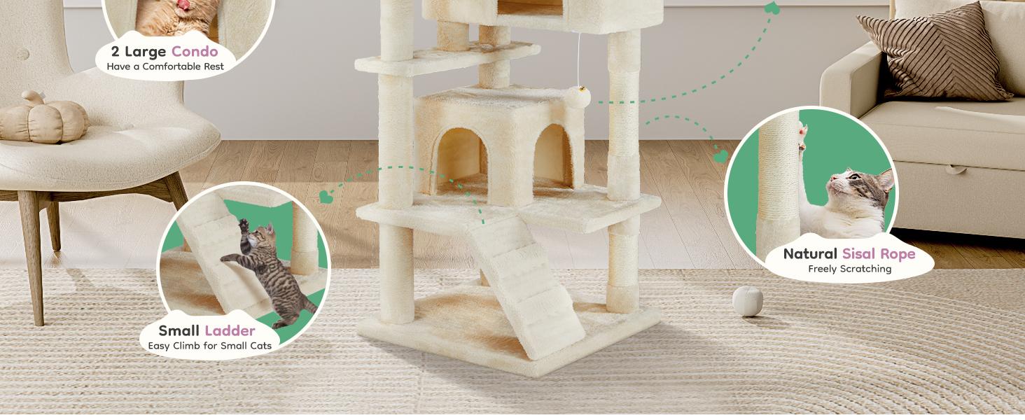 Cat Climbing Shelf, 54-Inch Post Cascading, Indoor Playhouse, Cozy Nest, Durable, Space-Saving Design, Gift for Pet Owners