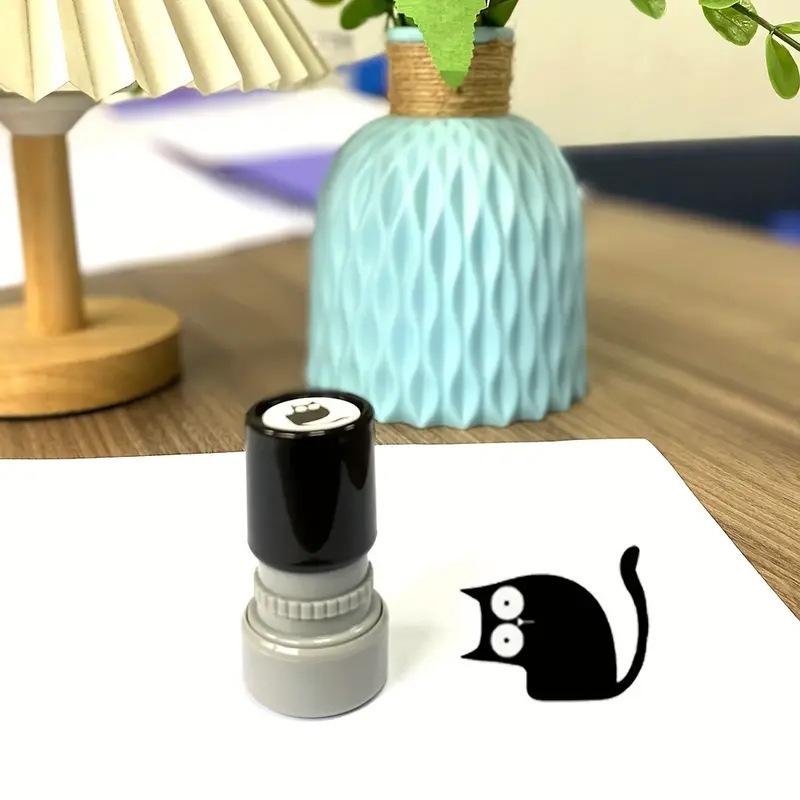 MUNBYN  Cat Pattern Custom Stamp Set (4-Pack), Cute Animal Design Stamps, Teacher Reward Stamp Kit, Office Stationery & Supplies for Home School Office, Art Stickers, Round Label Stamp Set, Wax Stamp Kit