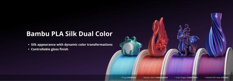 Bambu Lab PLA Silk Dual Color, 3D Printing Filaments and Materials