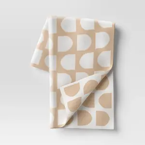 Reversible Knit Geo Throw Blanket Neutral/Ivory - Threshold: Midweight Jacquard Fabric, 50x60"