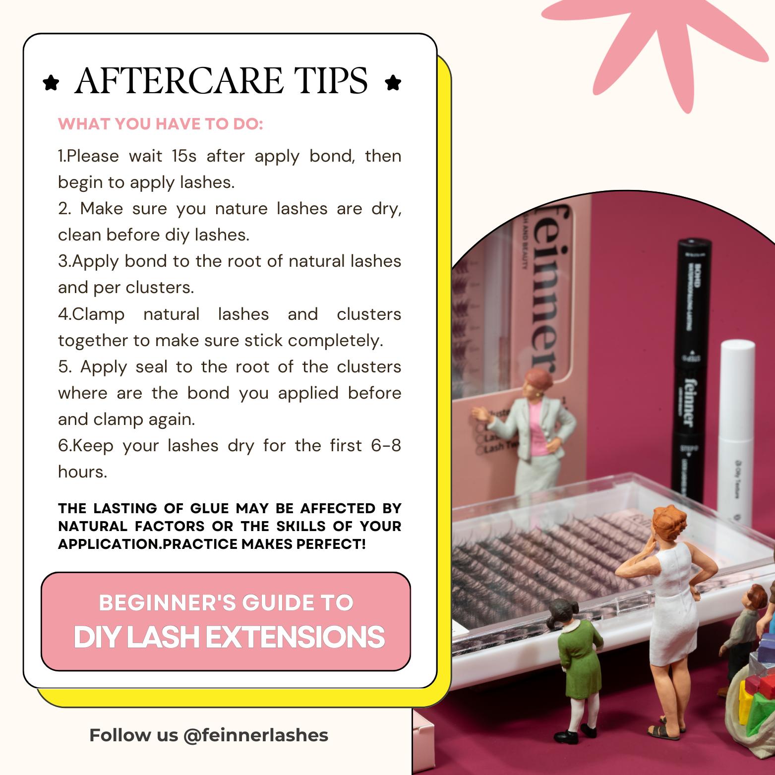 Feinner Classic DIY Lash Extension Kit Natural Look Waterproof with Bond Seal Remover Soft D Curl 8-16mm 8-12mm Mix for Beginners Friendly Salon Quality at Home Must-Have Cluster