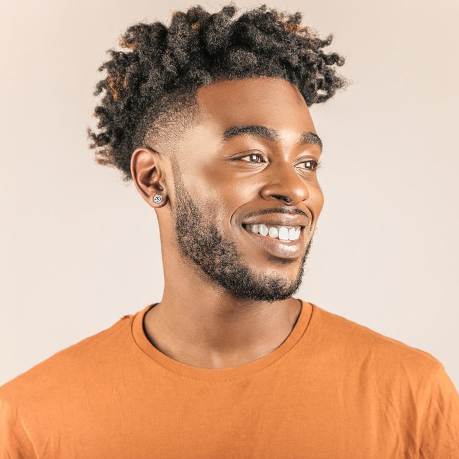 UCCIYO 1 Pair of S925 Silver Stainless Steel Magnetic Stud Earrings, Unisex, No Piercing Required, Synthetic Moissanite Gemstones, 5-8mm.E205 E206 E206