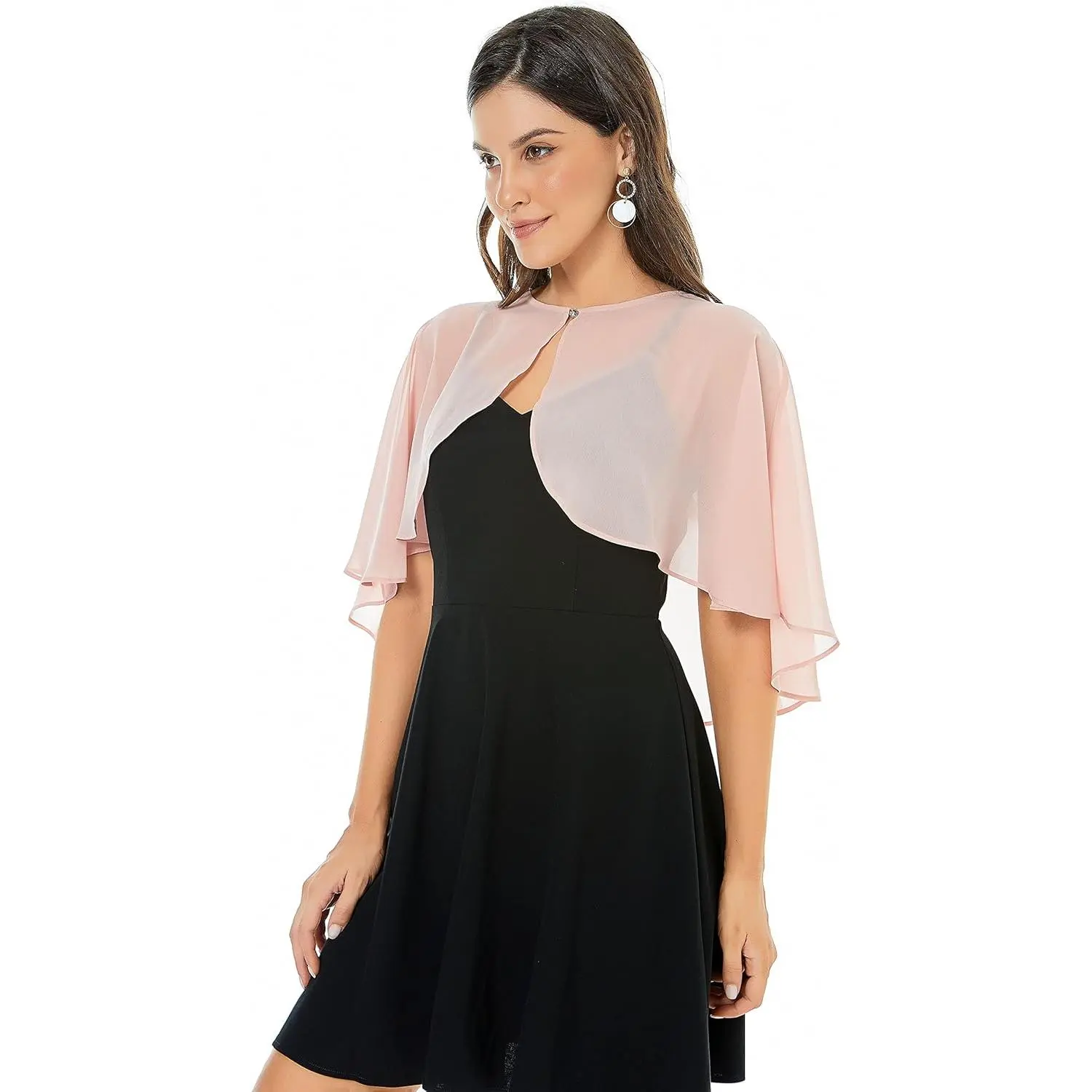 Women's Lightweight Solid Chiffon Shawl - Evening Dress Wrap, Wedding Guest Shrug, Bridesmaid Cape Scarf