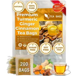 New 360/120/30Pcs Turmeric Ginger Cinnamon Tea, Cinnamon Tea, Ginger Turmeric Tea, Tea Bags, Turmeric Ginger Cinnamon Tea Bags, No Sugar, NoCaffeine, No Gluten