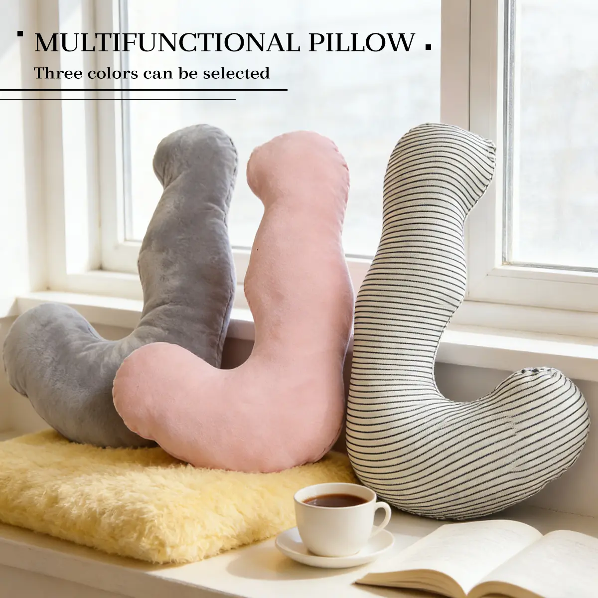 Hippocampus pillow, long pillow to protect waist and side sleeping pillow, multi-functional waist pillow cushion, zoning support, fit the human body