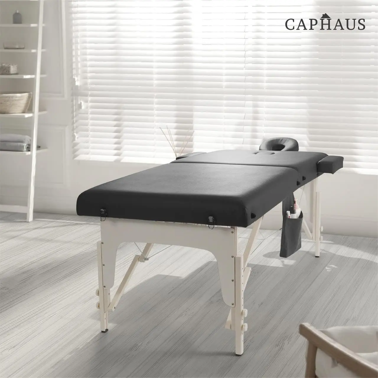 CAPHAUS Premium Memory Foam Massage Table, 84 Inch Foldable & Portable Massage Bed, Height Adjustable Spa Bed, Facial Cradle Salon Bed with High Quality Wooden Legs & Carry Case, 32 Inch Wide