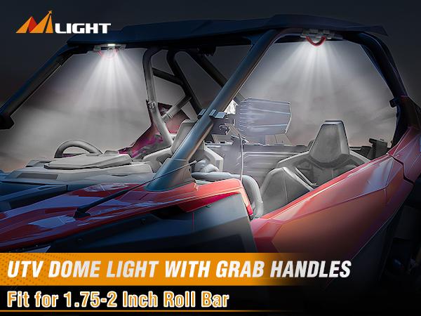Nilight UTV Dome Light w/Grab Handle Universal 1.75”-2.0” Roll Bar Mount LED Interior Light Spot Flood Combo Beam LED Light for UTV ATV Can-Am Polaris RZR Buggy Golf Off-Road Vehicle