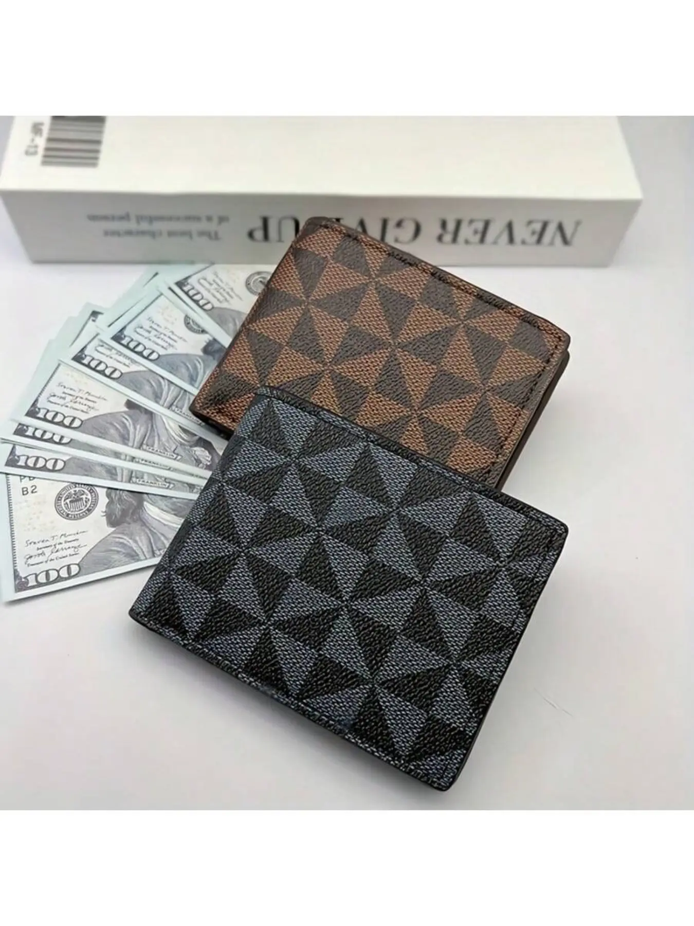 Men's Fashion Wallet with Geometric Pattern, Multi-Card Slots Pocket Business Card Holder, Durable Casual Design for Daily Use, Card Organizer, Card Id Holder, Fashionable Card Holder, PU Card Holder