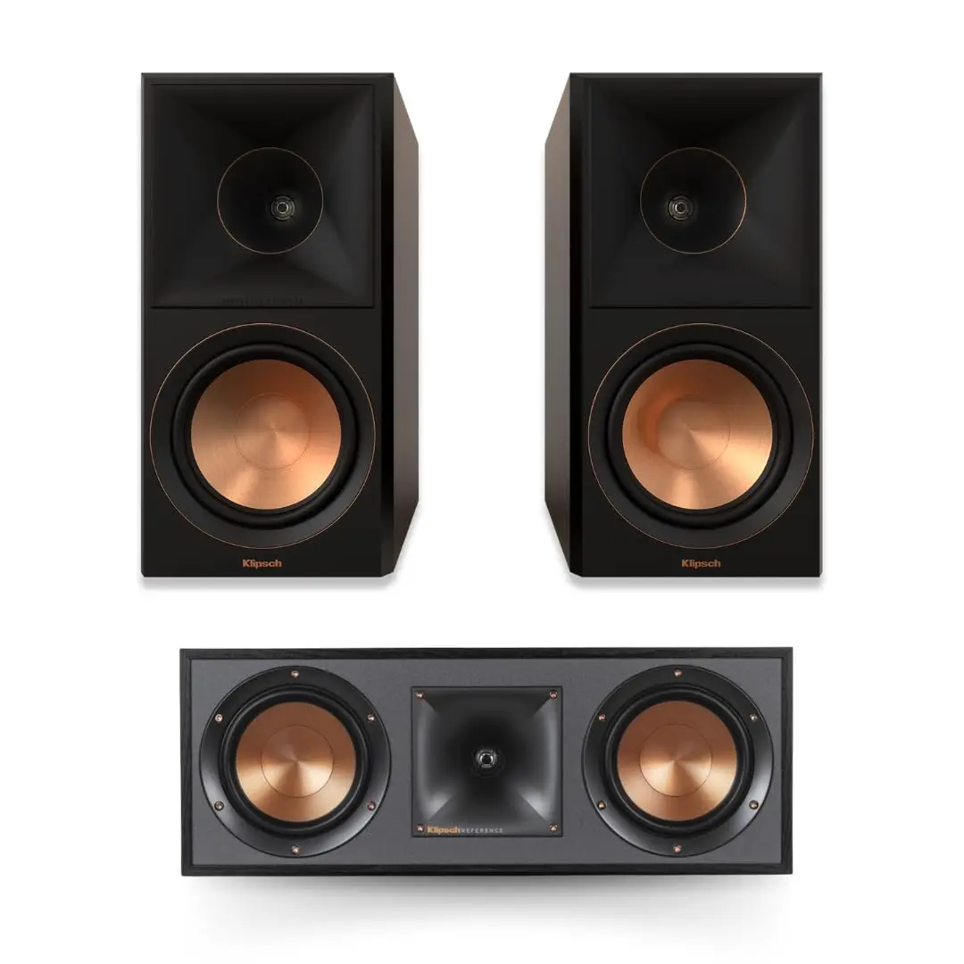 Klipsch Reference Premiere RP-600M II Walnut Bookshelf Speakers Pair with R-52C Black Center Channel Home Speaker Set, Aluminum Audio System with 90x90 Square Tractrix Horn, Aluminum LTS Tweeter, Copper-Spun Drivers, Enhanced Detail & Minimizes Distortion
