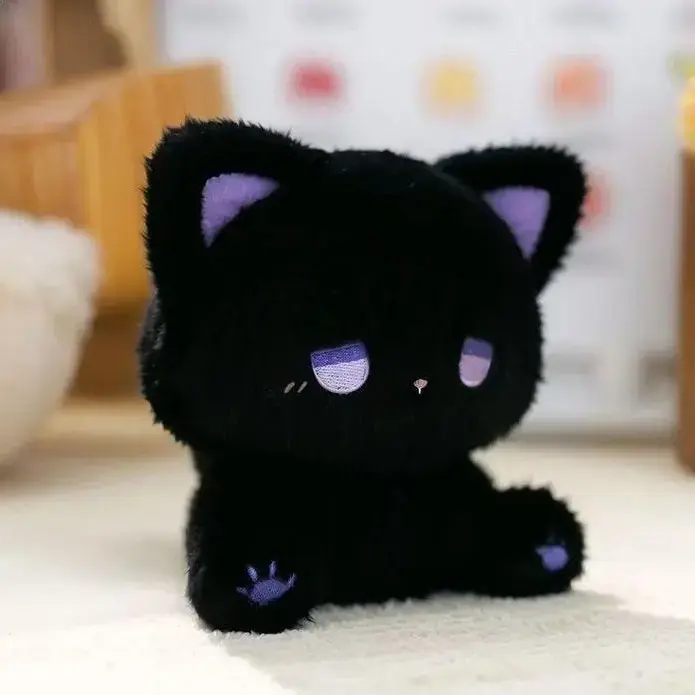 Cutecore Whimsical Plush Stuffed Animal, 16cm Dazed Emo Kitten with Arcade Look, Collectible Compact Hugger for Teens, Desk Decor & Travel Buddy, Stuffed Animals, Mini Size, Cuddly Stuffed Animals, Kawaii Stuffed Animals