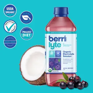 Berri Lyte, Acai Berry [4 pack] -  USDA Organic Electrolyte Solution for Kids and Adults, Pediatrician-Approved Hydration Drink - 1L/16oz Bottle - Hydration Beverage