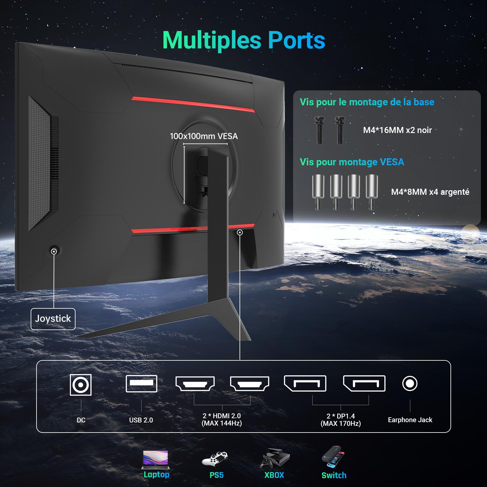 KTC 27" 2K 180Hz HVA 1500R Curved Gaming Monitor, 144Hz, GTG 1ms, 5000:1 contrast Ultrawide PC Monitor, FreeSync Premium/G-Sync, DisplayPort/HDMI/USB, Vesa/Wall Mount Computer Monitor, 3-year warranty,H27S17