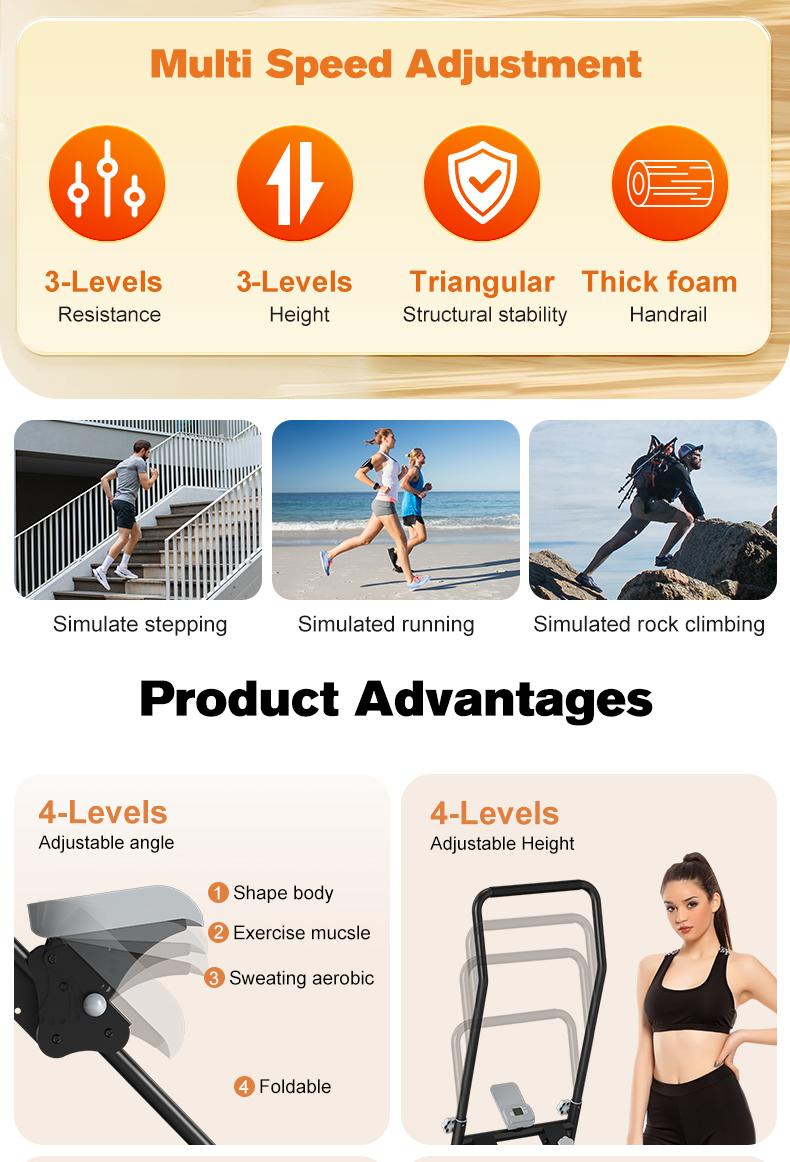 Relife sports Stair Stepper with Adjustable Handlebar/Pedal 300LBS Capacity Climber Machine for Home Workouts New Version Compact Folding Stair Climber with Extended Step Range for Full-Body Workout for Home Gym Exercise