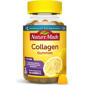 Hydrolyzed Collagen Gummies with Vitamin C Zinc & Biotin, Chewable Collagen Supplement, 60 Gummies 60 Day Supply
