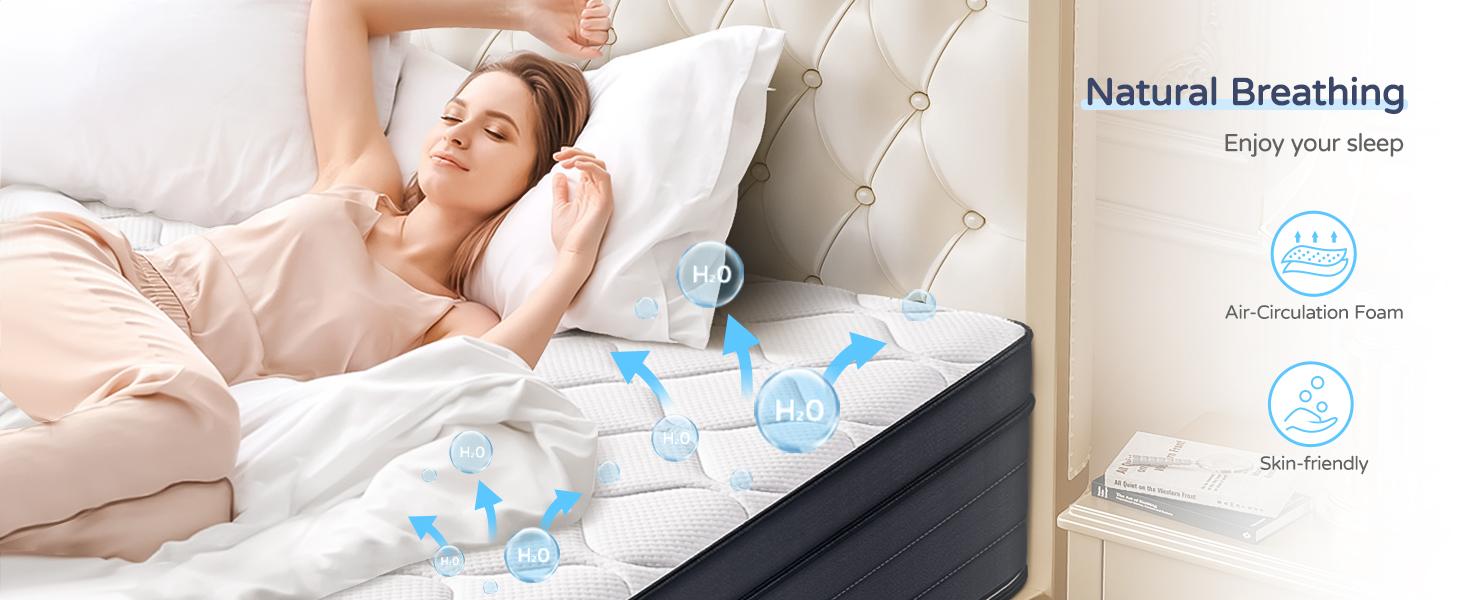 【SIMARTH】  Hybrid Mattress 10/12/14 Inch in Twin, Full, Queen, King – Medium Firm Memory Foam + Pocket Coil Support, Pressure Relief Bed in a Box for Cozy Home Rooms