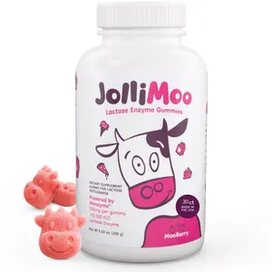 JolliMoo Lactase Enzyme Gummies 9000+ FCC 30 Count – Digestive Enzyme Supplement for Dairy Foods, Chewable Lactase Support, Vegan, Kosher, Made in USA | Moozyme