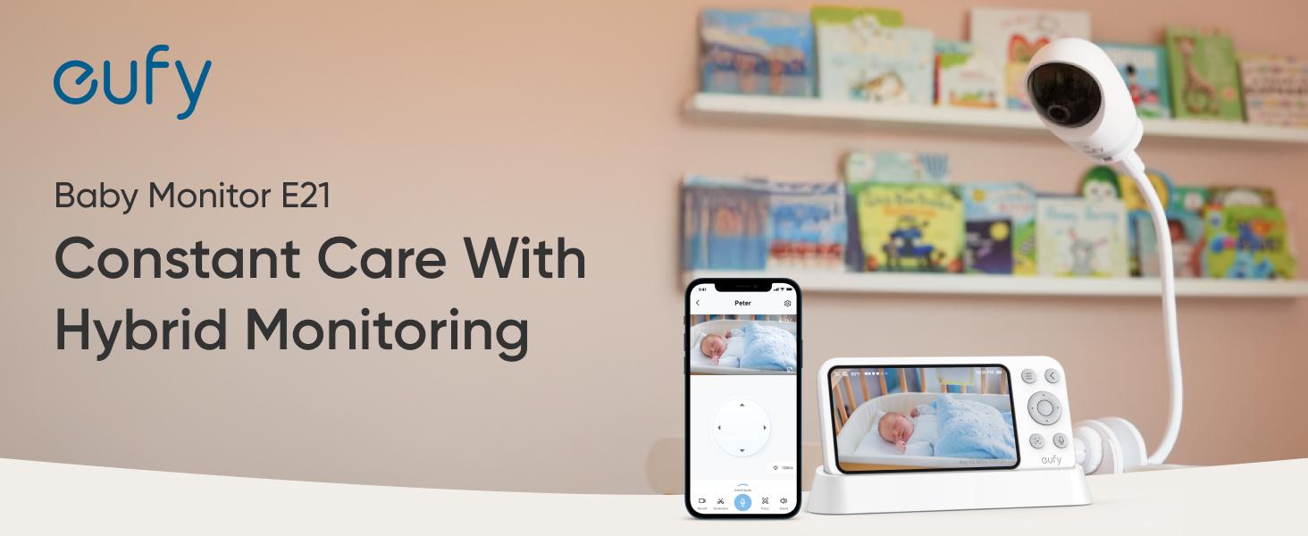 eufy E21 Baby Monitor, with 4K Camera, Hybrid Wi-Fi and No Wi-Fi Connection, App and Monitor Control, Ultra-Clear Night View, Pan-Tilt, 8× Zoom, Portable Camera with Built-In Battery, ANR, Smart Alerts|Spingtok eufy E21 Baby Monitor, with 4K Camera, Hybrid Wi-Fi and No Wi-Fi Connection, App and Monitor Control, Ultra-Clear Night View, Pan-Tilt, 8× Zoom, Portable Camera with Built-In Battery, ANR, Smart Alerts|Spingtok