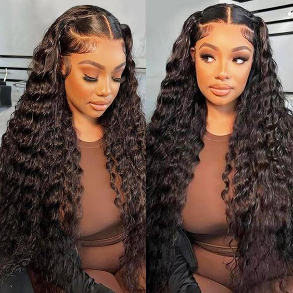 【HOT】FORGIRL FOREVER 13x6 Water Wave Lace Frontal Wig 180% Density Straight Human Hair Lace Front Wig Pre plucked Deep Curly Wave Wig For Women