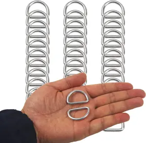30Pcs 304 Stainless Steel Welded Heavy D-Rings for Hand DIY Accessories Hardware Bags Ring Dog Leashes Dee Ring (1Inch) Rrina