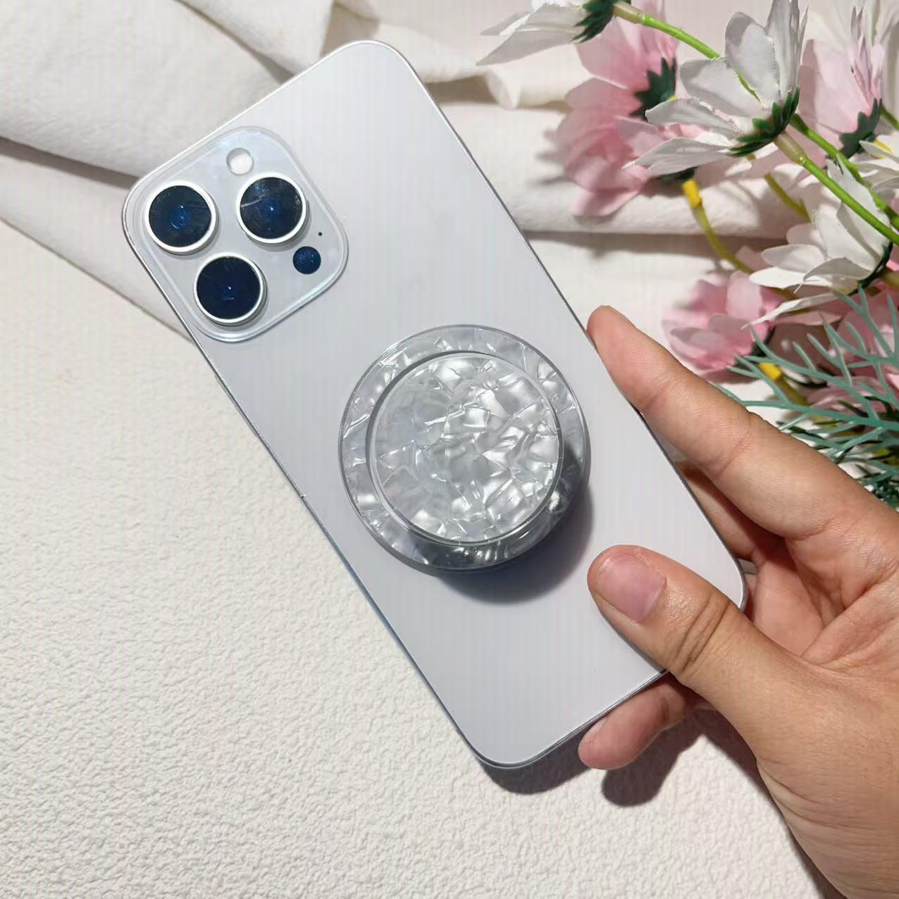 Reusable MagSafe Magnetic Airbag Phone Holder, Colorful Seashell Paper Design with Aesthetic Instagram-Worthy Shell Pattern, Strong Grip & Stable Stand for Smartphones, Cute Accessory for Daily Use Cellphone Mount-MM