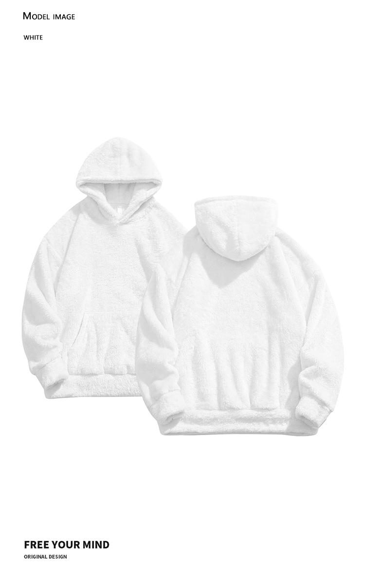 One piece Men's winter fleece thick casual loose and comfortable Arctic fleece hooded sweatshirt, Men's warm outerwear hooded clothes, Men's Solid Pocket Long Sleeve Fuzzy Hoodie, Cozy Fall Outfits