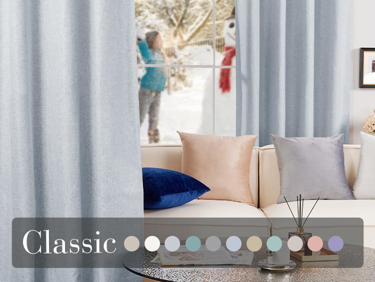 Deconovo Blackout(100%) Curtains 2 Panels,Faux Linen Grommet Total Blackout Curtain, Thermal Insulated Room Darkening Drapes for Living Room